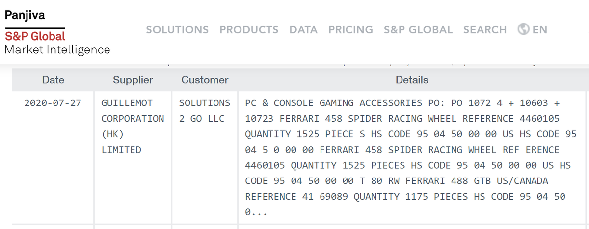 Guillemot SA  $GUI huge bill of lading registered by the US custom this week:Weight: 28.384 kg Quantity: 6.077 pcInteresting times ahead withMicrosoft Flight Simulator (18 Aug '20)Project Cars 3 (28 Aug '20)Next Generation Consoles (Fall '20)Gran Turismo 7 (Q4'20 or H1'21)