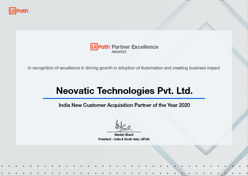 neovatic's tweet photo. Neovatic is proud and honored to be recognized as “India New Customer acquisition partner of the year”.
We want to express our sincere appreciation and thanks to UIPath India team for this recognition.
#Neovatic #UIPath #Hyperautomation #RPA #AI #PartnerExcellence https://t.co/rO2SVq49gC