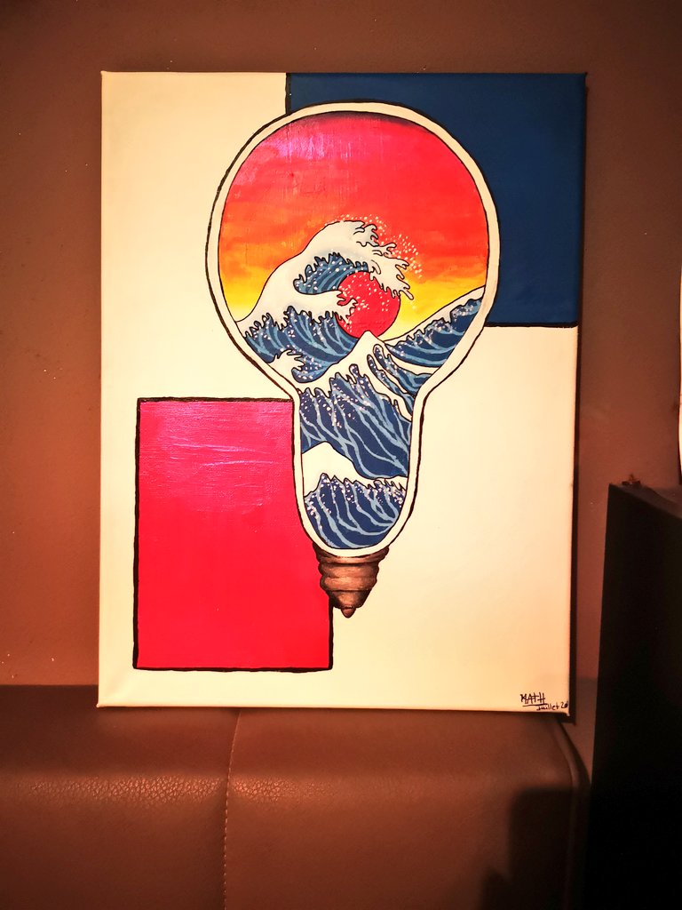 Mathilde_Lozano's tweet image. Petit tableau réalisé par mes soins pour l'appart de mon copain 😊