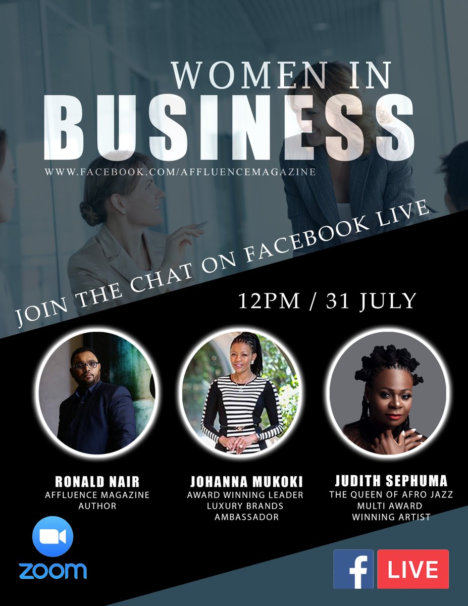 AffluenceMag's tweet photo. Affluence Magazine is excited to host the talk show  titled "Women in Business" join us live tomorrow at 12pm With Award-winning Entrepreneur
@JohannaMukoki and The Queen of Afro-Jazz  @judith_sephuma 
Join the chat 
Link:  https://t.co/5btIIoWbDq
Time: 12pm https://t.co/CPO9qbGByE