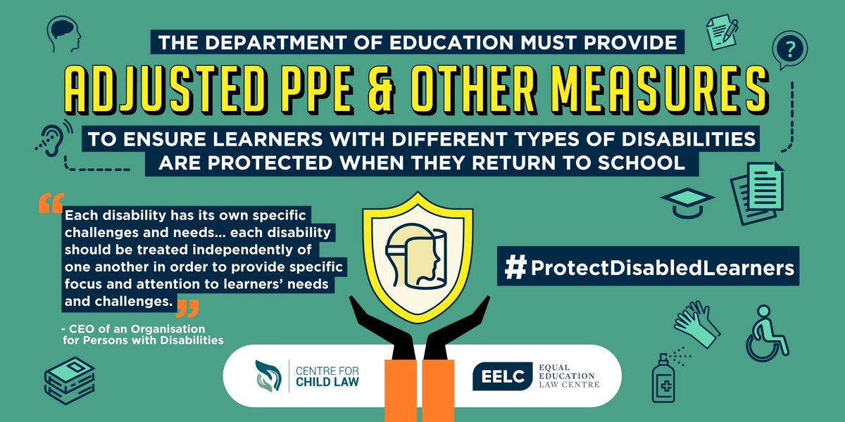 EElawcentre's tweet photo. #EducationEqualityNow 📢 ❗️| Must those learners who are arguably the most vulnerable to #COVID19 be left behind yet again when it comes to @DBE_SA 's planning?
Support the #SafeSpecialSchools campaign to ensure learners with disabilities are not #leftbehindagain. (Thread) https://t.co/1C39GILQll