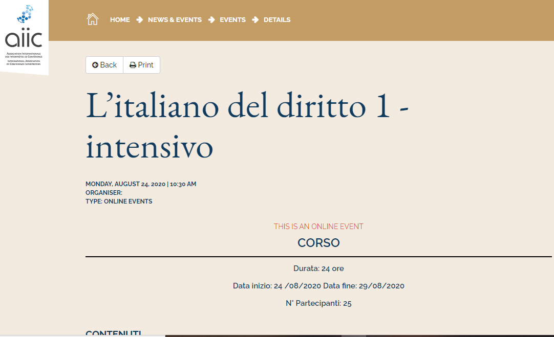 MaCriCocc's tweet photo. Per chi si fosse perso quello in corso, ecco L'#italiano del #diritto 1 nel formato #intensivo.
Per #interpreti #traduttori #giuristilinguisti #studenti in #mediazionelinguistica.
Dal 24 al 29 agosto, 6 #webinar di 4 ore ciascuno.
#AIIC #Global2Evolution https://t.co/4dKgLEgqsI