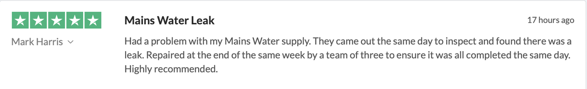 RescueRodGroup's tweet photo. Another 5 star review for #DorsetCountyWater. Mike fixed a #water #leak in #Wimbourne, #Dorset

#fivestarreview #fivestarservice #RescueRod https://t.co/avyXsYkpNC