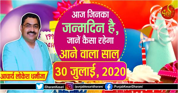 punjabkesari's tweet photo. आज जिनका जन्मदिन है, जानें कैसा रहेगा आने वाला साल
https://t.co/f1WBnSBwZx

#30thjuly2020 #birthdaypredictionsfortoday #TodaysBirthdayPrediction #BornTodayHoroscopeForecast #Birthdayspecial #Achary https://t.co/rwqROlIIYZ