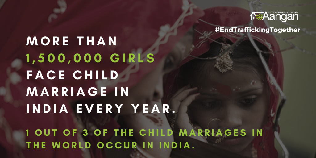 Ratna_Gill's tweet photo. There are more than 1.5 million child brides in India every year —  many of whom are trafficked under the guise of marriage. This #WorldDayAgainstTrafficking, let's support @Aangan_Trust in raising visibility to the childhoods lost by trafficking, and to #EndTraffickingTogether. https://t.co/aFzODMxBsL