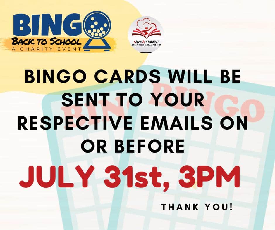 BinGoBck2School's tweet photo. For those who still intend to buy cards, you are still welcome to do so! Sending of cards will be until July 31 at 3PM so you guys can still register using this link:
https://t.co/edIQqd9kgp

The cut off for buying the BinGo: Back To School game cards will be at 6:00PM today! https://t.co/1XNUxA0pyX