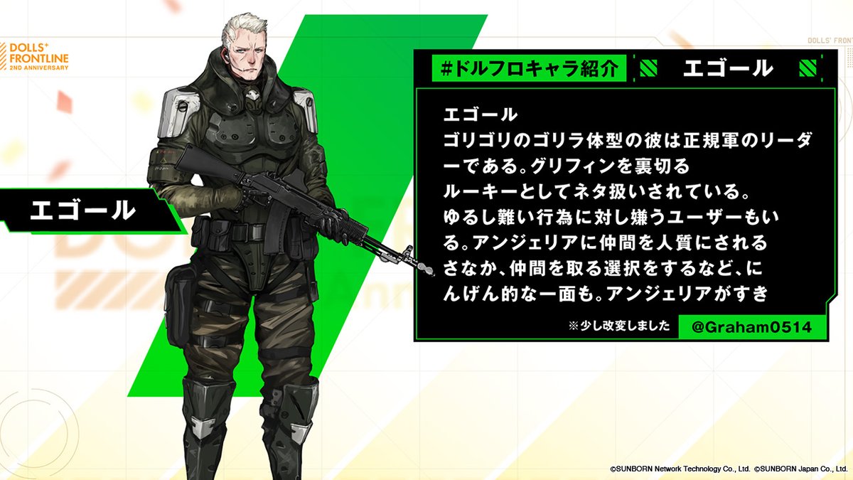 ドールズフロントライン公式 No Twitter ドルフロキャラ紹介 発表 Logia13laplace さん Murakumo Eiketu さん Graham0514 さんの紹介内容を番組で発表いたしました 指揮官の皆さま たくさんのご参加ありがとうございました ドルフロ2周年記念特番 ドールズフロントライン公式 No Twitter ドルフロキャラ紹介 発表 Logia13laplace さん Murakumo Eiketu さん Graham0514 さんの紹介内容を番組で発表いたしました 指揮官の皆さま たくさんのご参加ありがとうございました ドルフロ2周年記念特番