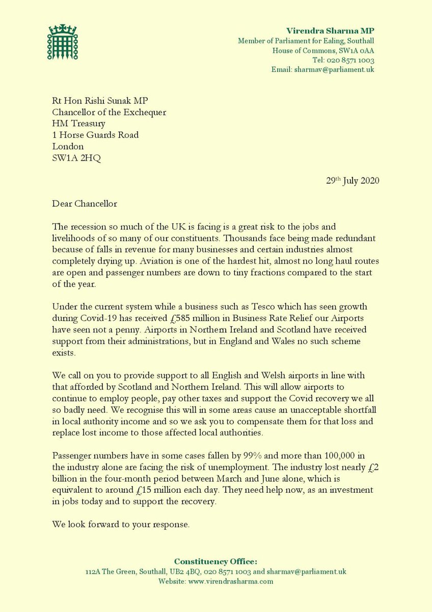 CMcKinnellMP's tweet photo. Airports like @NCLairport have been hard hit by #covid19 &amp; business won't return to pre-crisis levels for some time. The Govt needs to provide business rates relief to airports in England &amp; Wales to protect jobs. Pleased to support this cross party letter led by @VirendraSharma https://t.co/jBHaT2u9nj