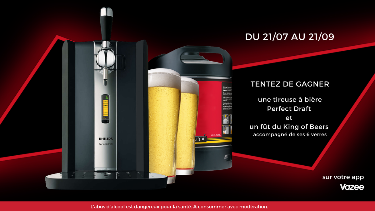 vazeeapp's tweet photo. Faites vivre votre soirée en tentant de remporter une tireuse à bière Perfect Draft et son fût de 6L de Bud accompagné de ses 6 verres et d’autres lots 👑
📱 Rendez-vous vite sur l’application pour participer ! https://t.co/gWRgduprqG
