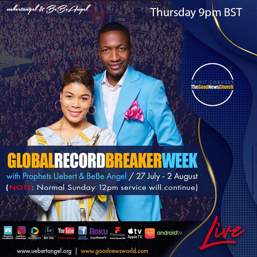 UebertAngel's tweet photo. DAY 4 of the RECORD BREAKER WEEK with the Highly Esteemed Prophet for Christianity, PROPHET UEBERT ANGEL!!! And tonight, also on the set is THE SEER @uebertangeljr!!! Definitely not to be missed!!!
#recordbreaker2020 #ueberangel #goodnewsworld https://t.co/iff1bblscW