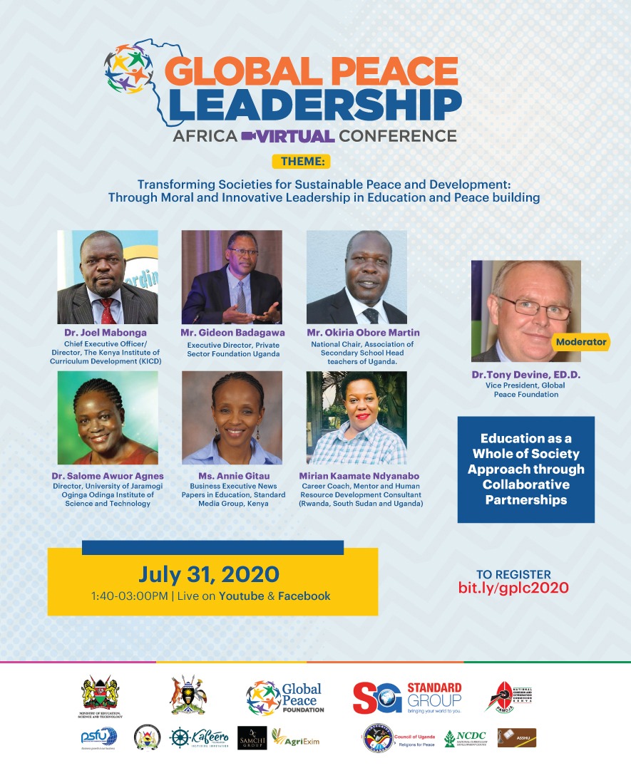 The need for moral and innovative leadership has never been more fitting. To adapt to current and post pandemic status, thought leaders will explore notable practices underway internationally and locally in a bid to transform education during and post pandemic. 
#GlobalPeace