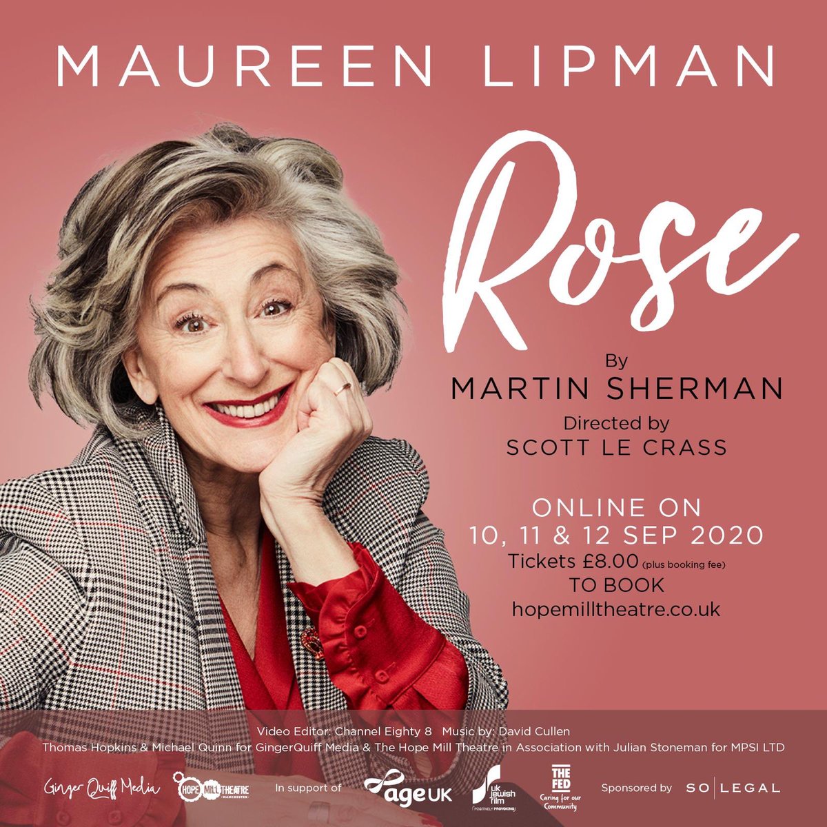 So excited to finally be able to talk about an online version of a play I’m directing. Rose is a beautifully, nuanced piece of work by the wonderful Martin Sherman and starring the amazing <a href="/maureenlipman/">maureen Lipman</a> with <a href="/Gingerqmedia/">GingerQuiffMedia</a> @hopemilltheatr1 <a href="/julianstoneman/">J u l i a n  S t o n e m a n</a> #Rose