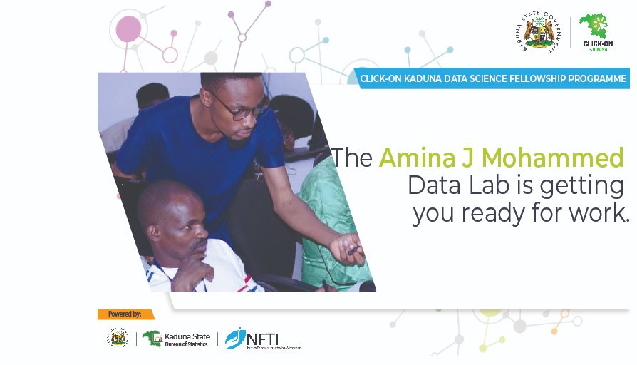 ClickOnKaduna's tweet image. Are you passionate about the health sector? Here is your chance to understand how data can enable policymaking.
#DataScience 
#DataScienceFellowship
#Data4SocialGood
2/2
