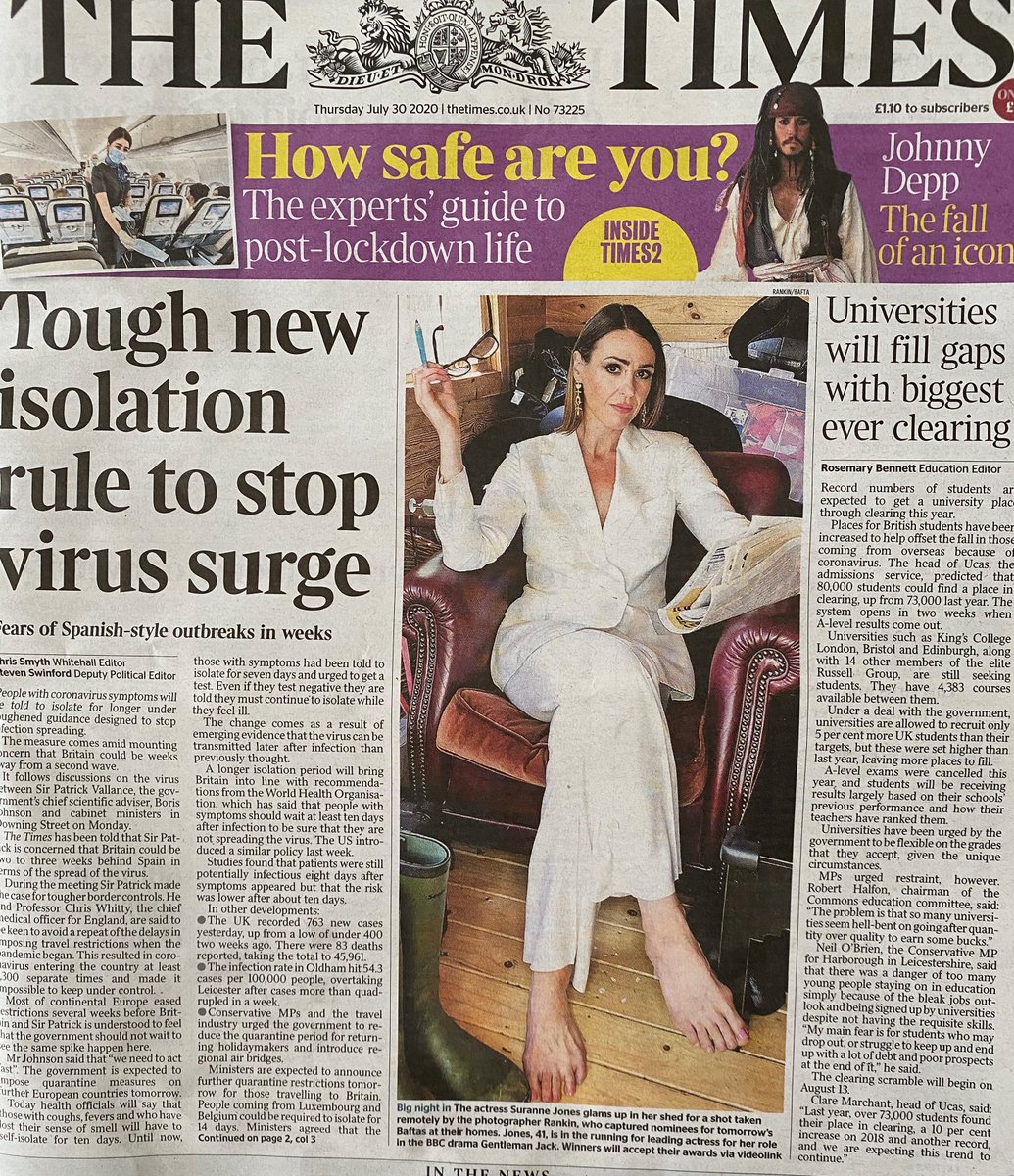 _Belfield_'s tweet photo. It's all about style! We've spotted a front page appearance of the Keats chair on the cover of The Times today, courtesy of Suranne Jones.  #Tetrad #sofas #surannejones @tetradsofas @Westbridgeuk https://t.co/UwMzvLY94Q