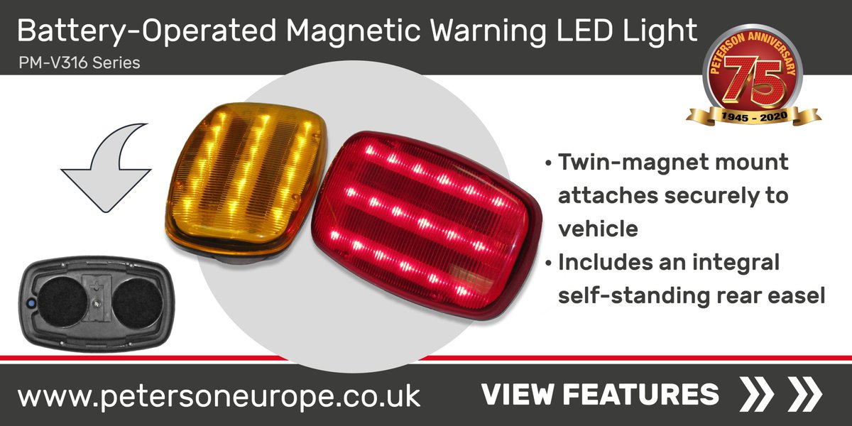 By popular demand of our battery-operated LED warning light, we wanted to inform you about the features and functions of the PM-v316 series...Find out more: petersoneurope.co.uk/updates/2020/7…

#ledlights #vehiclelights #ledlight #Aftermarket #Automotive #safetylighting #ThursdayThoughts