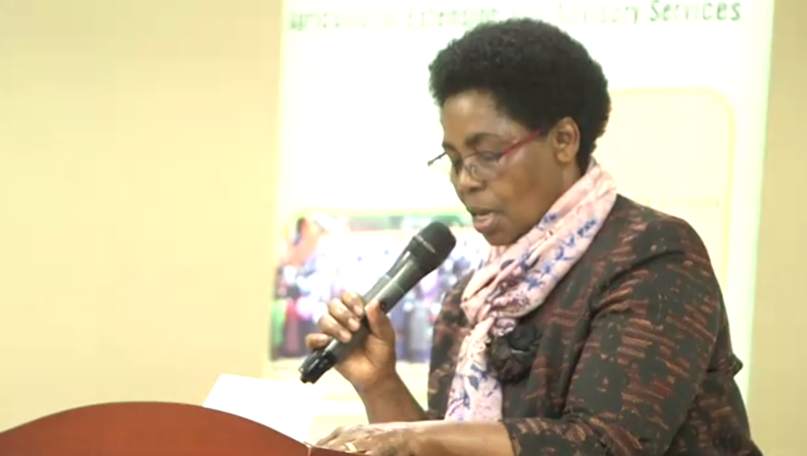 MakCAES's tweet photo. Mrs. Beatrice Byarugaba (Director of Extension at @MAAIF_Uganda)  shares what local government is doing to support small holder farmers at the Climax of the 3rd National Agricultural e-Symposium . #AgExtUG2020 https://t.co/jojJY0ERYU