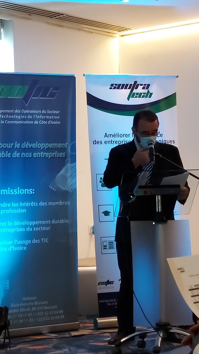 CoteDivoirePME's tweet photo. À la suite de M. Mbengue, c'est au tour de Marc Levesque, Directeur du programme "Invest for job".
#Soutratech https://t.co/M2FcZ0fRCa