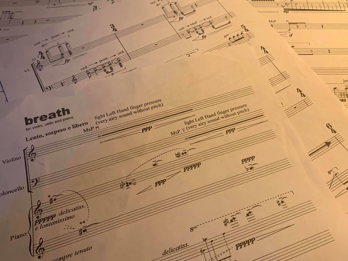 vitopalumbo's tweet photo. Breath, for violin, cello and piano #violin #cello #piano #violinist #cellist #pianist #pianotrio #trio #contemporarymusic #newmusic #newsounds #breath #lightsounds #chambermusic #newchambermusic https://t.co/pDqFkP4s6b
