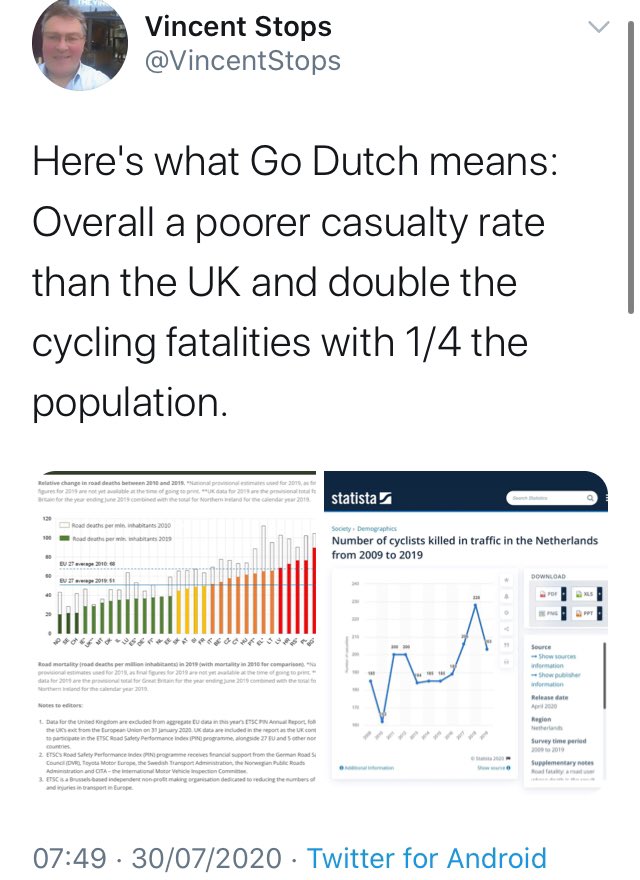 VictorSteps's tweet image. What the bloggers won’t tell you is that the best way to reduce cycling casualties is to stop people from cycling in the first place. #facts #bloggers #netherlands