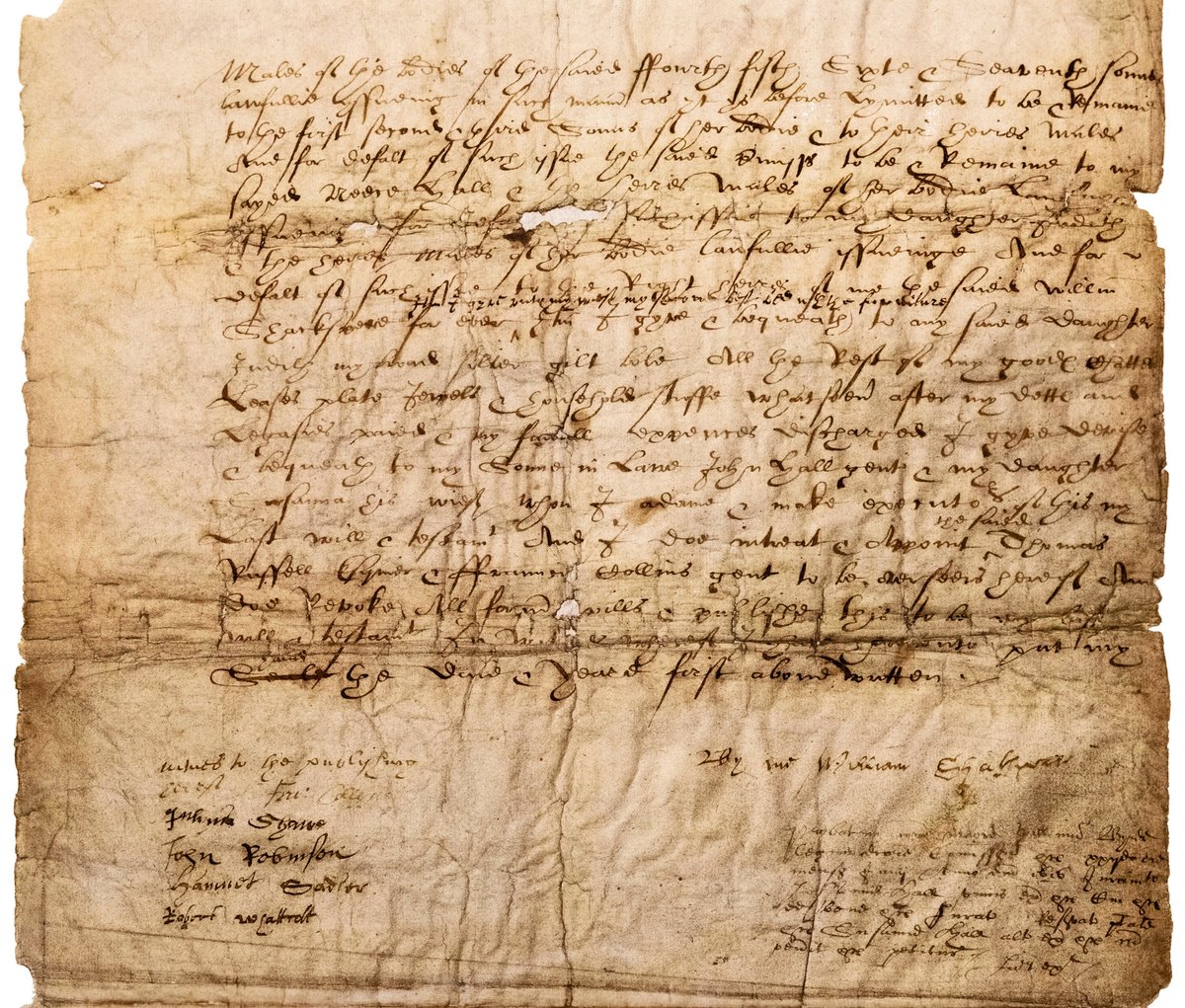 13) A month after the wedding, Shakespeare amended his will, striking out bequests to his "sonne in Law" and writing Judith's name in their place. He also added an elaborate inheritance plan for his houses that included his daughters and their future sons - but excluded Quiney...