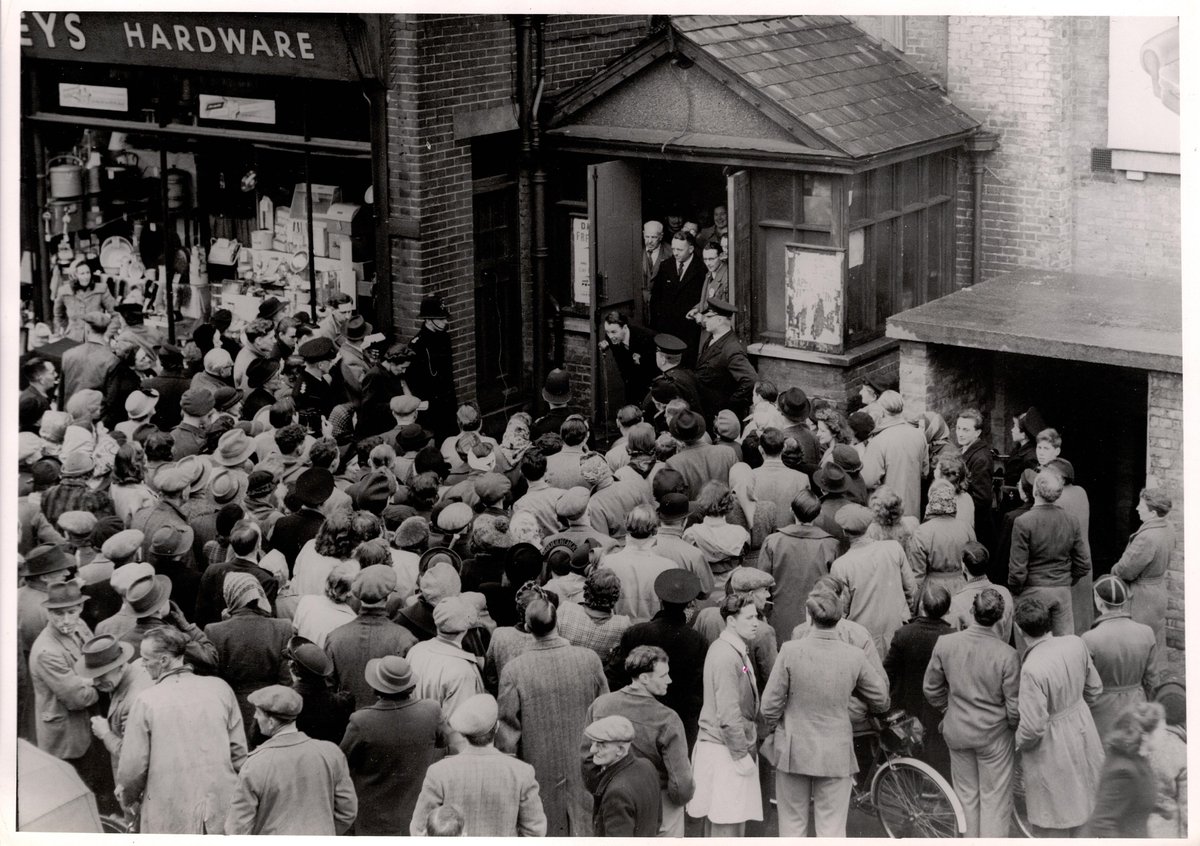 Some election campaigning from Labour candidate Neville Sandelson, showing the election results being announced - he lost to Conservative Bill Deedes in the 1955 Ashford Constituency.