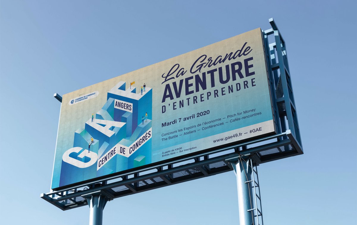 Chaque année, la @CCI49 organise une journée événement dédiée à l’entreprenariat : « La Grande Aventure d’Entreprendre ». Avant que la pandémie vienne compromettre son organisation, nous avions réalisé l’identité de l’édition 2020. Partie remise, rendez-vous en 2021 !