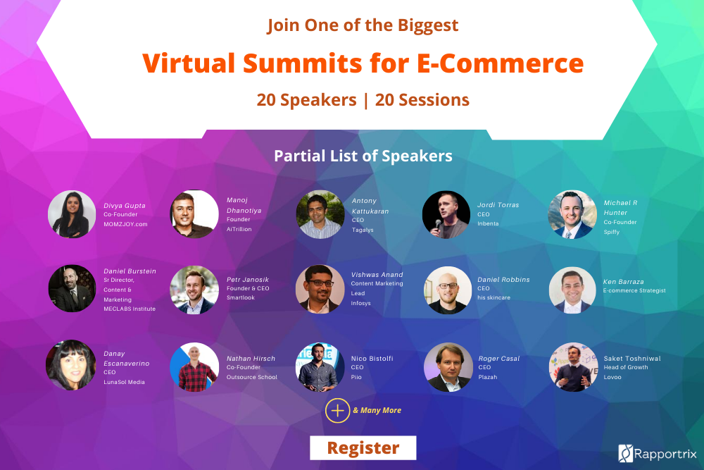 rapportrix's tweet photo. Excited to announce @nicolasbistolfi @piiojs @RogerCasals Plazah @SaketToshniwal @lovoo joining our grand line up of speakers for one of the biggest #virtualsummits for professionals in #ecommerce. https://t.co/NyvkLQlZBS