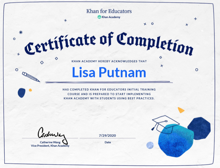 mrslisaputnam's tweet image. Received my certificate today! #KhanForEducators