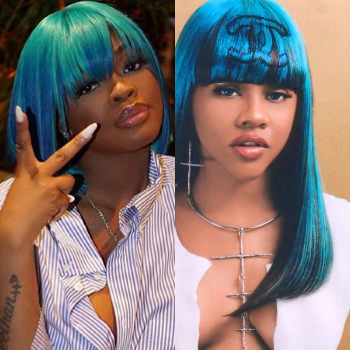 FemaleRapRoom's tweet photo. .@ThegirlJT reposts an Instagram story about her latest hairstyle being a reference to @LilKim. 😍 https://t.co/h3S3PpGPT0
