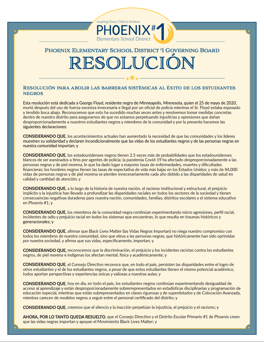 Lynne_Almy's tweet photo. Incredibly proud of the Resolution to Abolish Systemic Barriers for Black Students' Success the @phxschools board passed last month. We believe #BlackLivesMatter https://t.co/hHH1pvq9nY