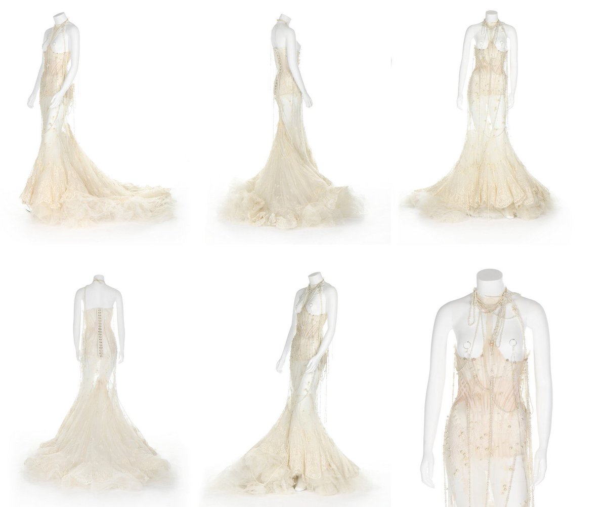 5. Pagan Poetry Music Video

The second half of the music video features Björk in a dress designed by Alexander McQueen, which covers only the lower portion of her body. The upper portion of the dress consists of pearls piercing her skin, which is shown throughout the first half.