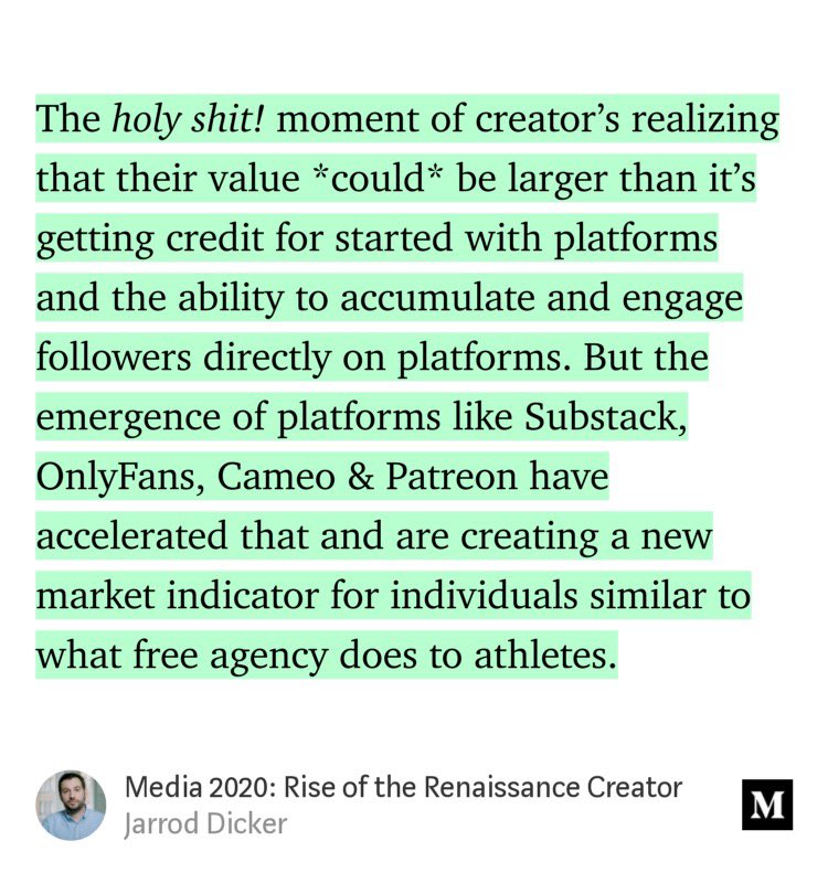Creator platforms as Free Markets https://link.medium.com/U9YmbxiVx8&nbsp;/7