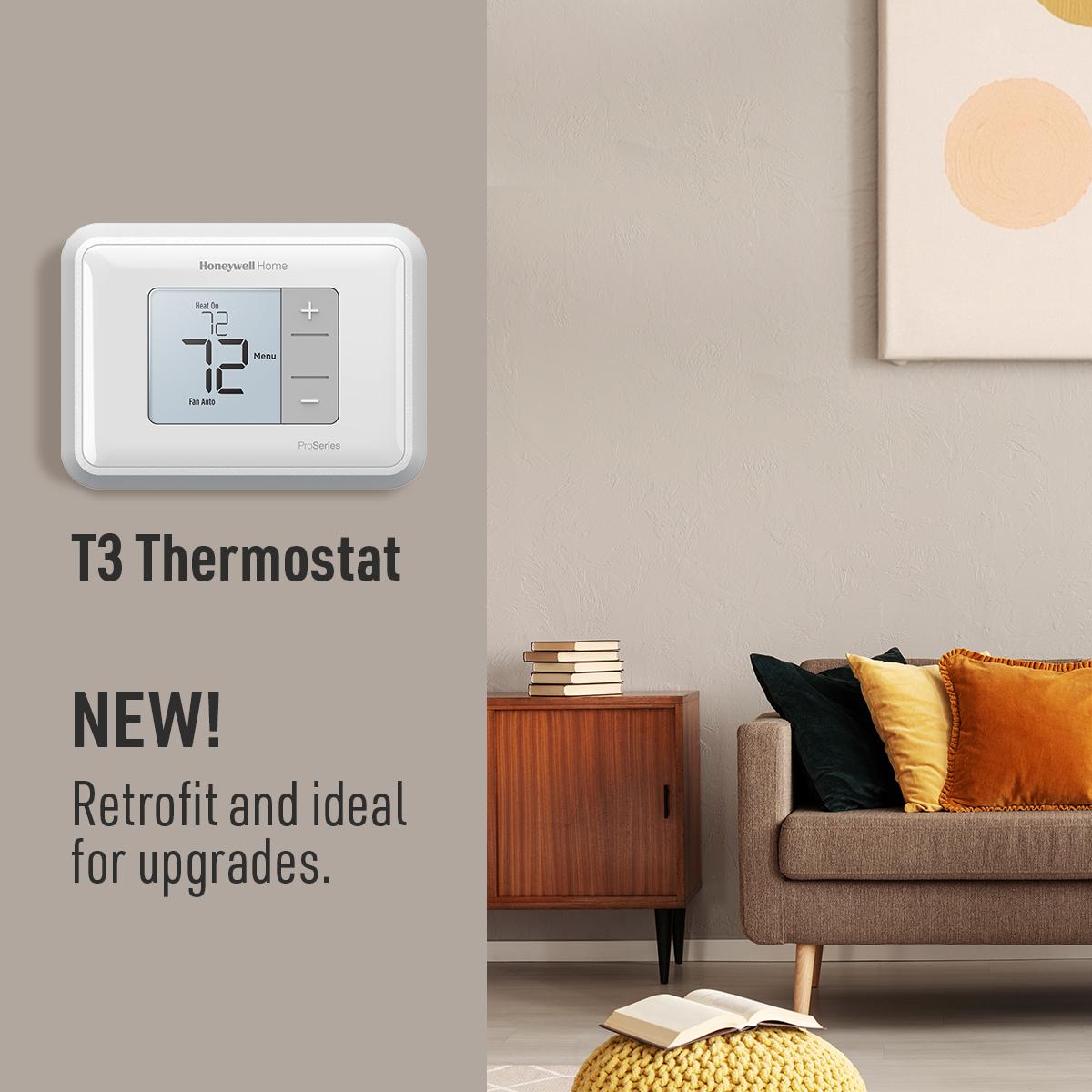 Resideo Pro on X: NEW! The Honeywell Home T3 Pro Thermostat by Resideo is  ideal for upgrades because of its comprehensive retrofit footprint. Like  all thermostats in the T Series, the T3