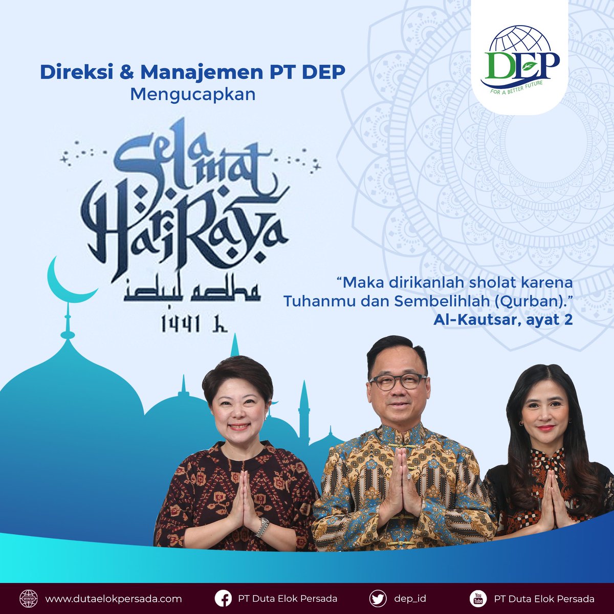 dep_id's tweet photo. Segenap Direksi dan Manajemen PT DEP, mengucapkan Selamat Hari Raya Idul Adha 1441 H.
#DEP #DSS #depsupportsystem #dutaelokpersada #MLM #MLMcompany #MLMsyariah #syariah #bisnisMLM #nuamoorea #nuamooreaindonesia #skincare #skincareproducts #skincareaman #skincarehalal https://t.co/d2z8UbrO3d
