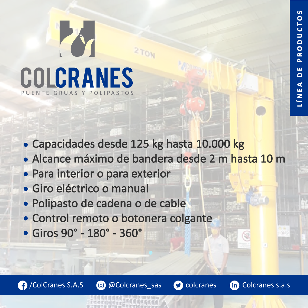 colcranes's tweet photo. Diseño, fabricación y puesta en marcha de brazos giratorios de acuerdo a su requerimiento. ¡No dude en contactarnos! Línea comercial: +57 315 629 33 96
E-mail: a.comercial@colcranes.com | ventas@colcranes.com
#Colcranes #familiacolcranes  #Componentes #Izaje #Carga #Polipastos https://t.co/YbBbbcgFY5