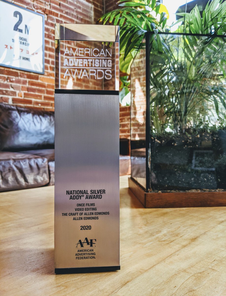 OnceFilms's tweet photo. We received a very special delivery this week! Thank you @AAFNational for the incredible honor and @AllenEdmonds for letting us tell your story 🙌.
#brandstory #thisisonce #TheStoryIsAllAroundYou #nationaladdy #videoproduction @kathyreps https://t.co/scfIXyvcvP