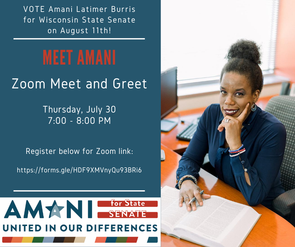 Amani4Wisconsin's tweet photo. Happening today!
Zoom Meet and Greet with Amani
When: Thursday, July 30th (TODAY) - 7:00 PM - 8:00 PM
Location: Zoom
Register below for Zoom link:
https://t.co/HnTO9RUKVF https://t.co/sWlYdWxDiJ