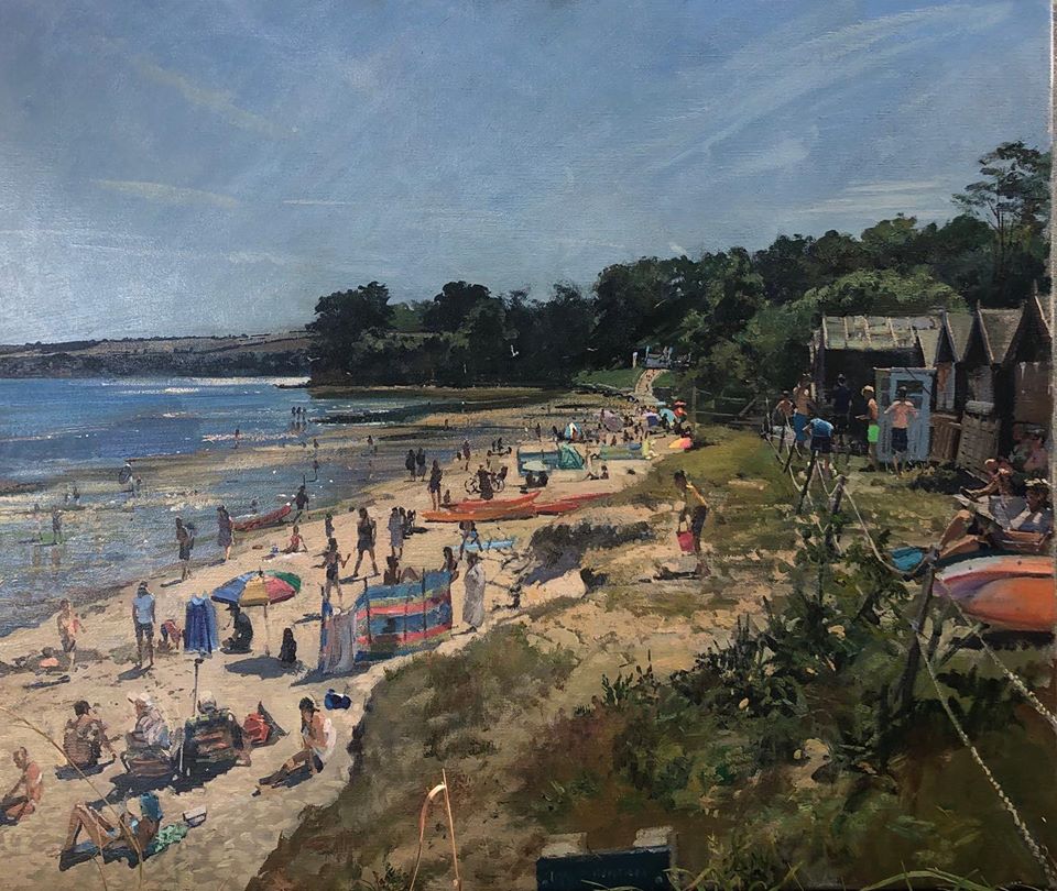 25 x 30 inches oil on canvas. Painted yesterday at Middle #beach #studland #dorset #southcoast #summerholidays2020 #pooleharbour #oldharryrocks #swanage #sand #pleinairpainting #art #britishart