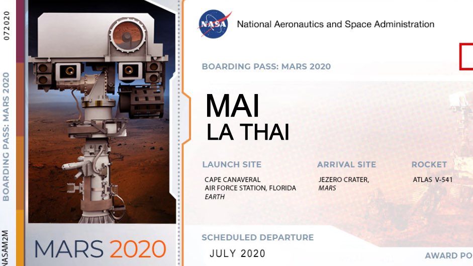 MaryAppleIndia's tweet photo. @nasa #countdowntomars @NASAPersevere #readytolaunch #boardingpass https://t.co/EtiS0kX8gw