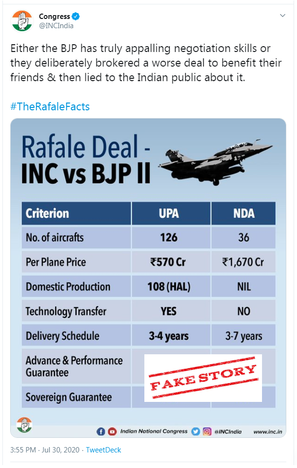 go4avinash's tweet photo. Yesterday @rssurjewala shared this "FAKE" #RafaleSheet in which deal cost is mentioned as 42,000 cr. Post getting exposed that, ₹42,000 / 126 = ₹333 cr, while in #FakeSheet cost is mentioned as ₹570 cr. Today @INCIndia comfortably taken out the figure of ₹42,000.😜 https://t.co/KPE83jPkHN