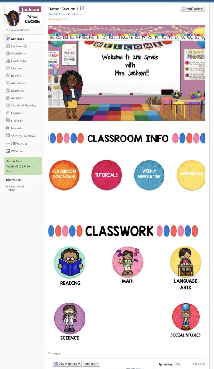 amjackson1022's tweet photo. Loving how my demo class is coming together in Schoology. #iteach #educator https://t.co/WMw0I2SlRr