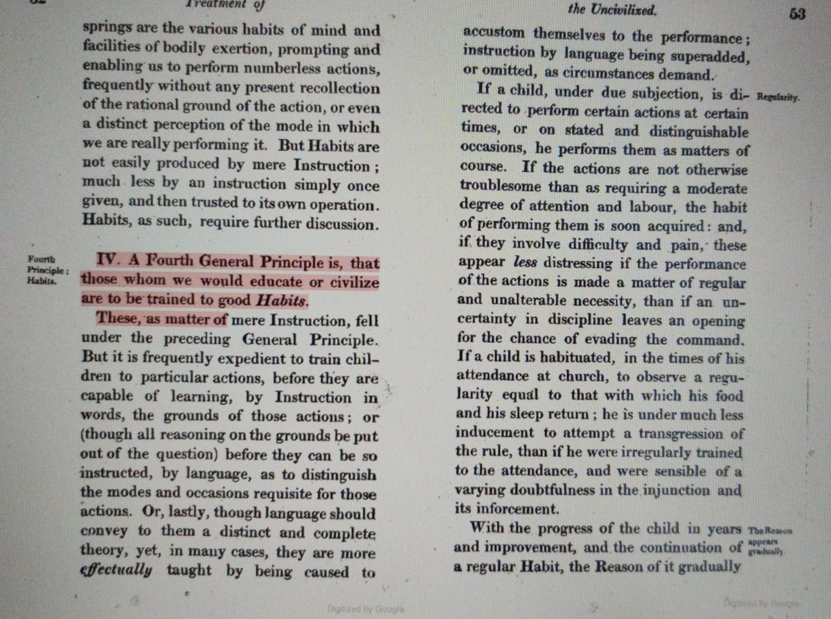  rd principle was to Administer 'Instructions' to unlearnt Child. He should not feel an individual but a part of some WHOLE.Child(Hindu) should be trained with 'GOOD HABITS'8/n