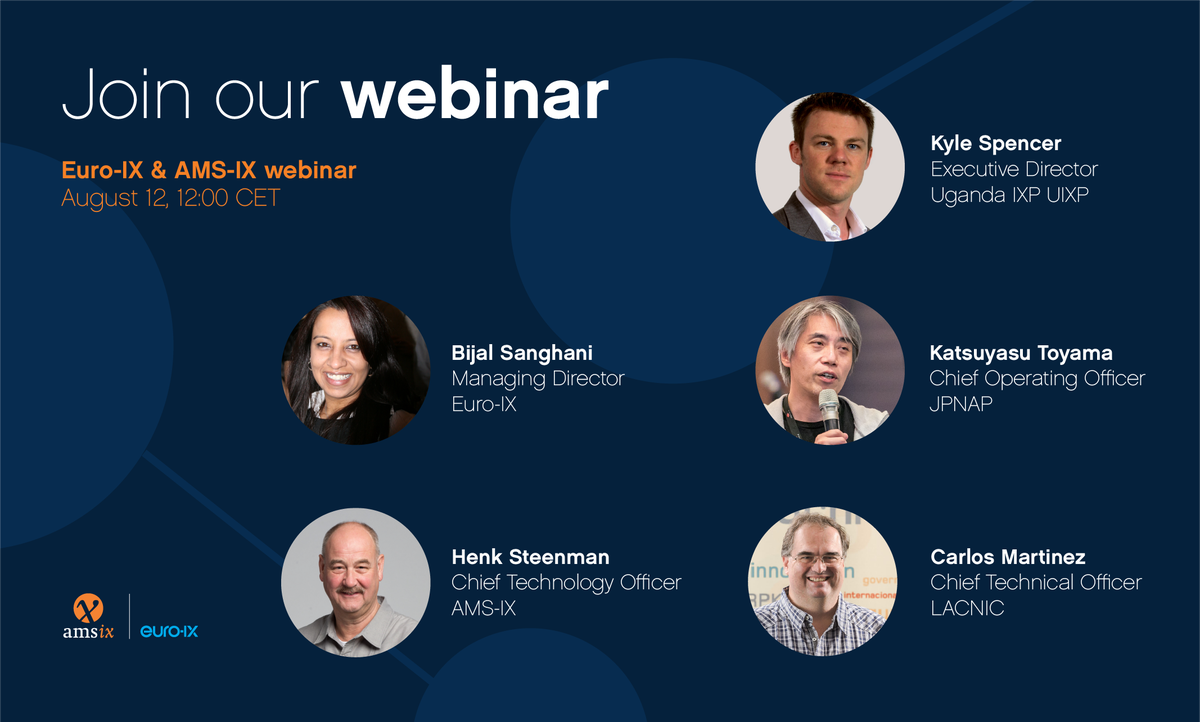 AMS_IX's tweet photo. Join our webinar on the 12th of August about if the internet is broken with panelists from Uganda-IX, AMS-IX, JPNAP and LACNIC. Register here: https://t.co/GegYY3jFpk
@UIXP #JPNAP #AMSIX @lacnic @euroix https://t.co/7Psy9X4JZn