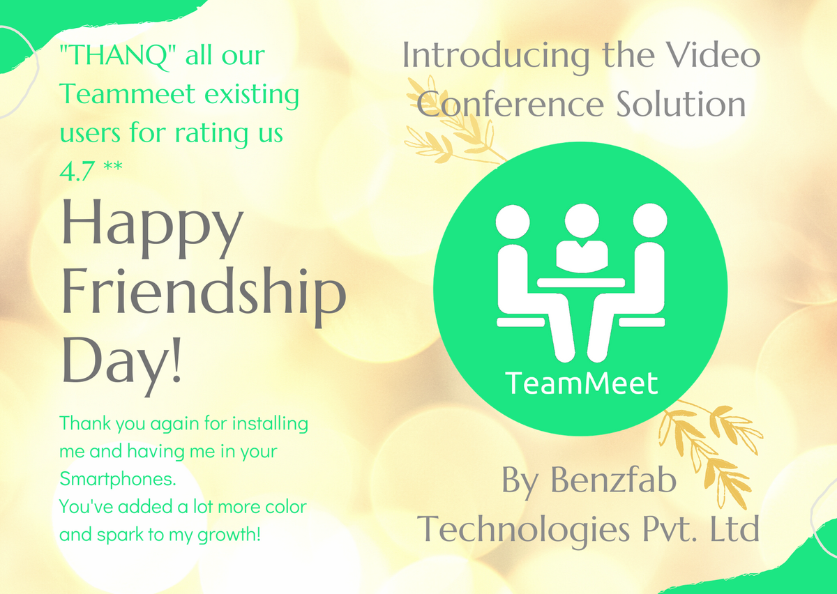 Benzfabt's tweet photo. Happy Friendship Day 2020 #Introducing TeamMeet #Teammeet #Videoconferencing #Onlinemeetingapp #Onlinemeetingsolution #Youtubestreaming Download Now-https://t.co/nMgM5Z0nNu https://t.co/rgejySyk85
