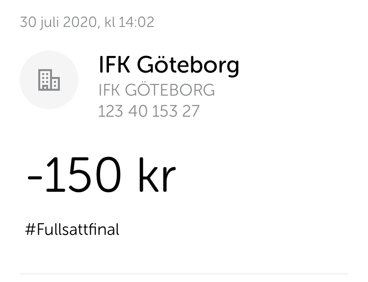 Paljetter's tweet photo. Höll på att glömma fixa biljett! #FullsattFinal #ifkgbg https://t.co/yfID7eol26