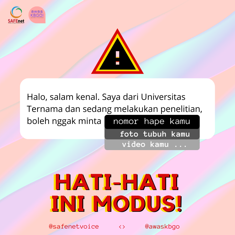 Hati-hati dengan modus KBGO berkedok penelitian, tweeps!

- utas 1/3 -