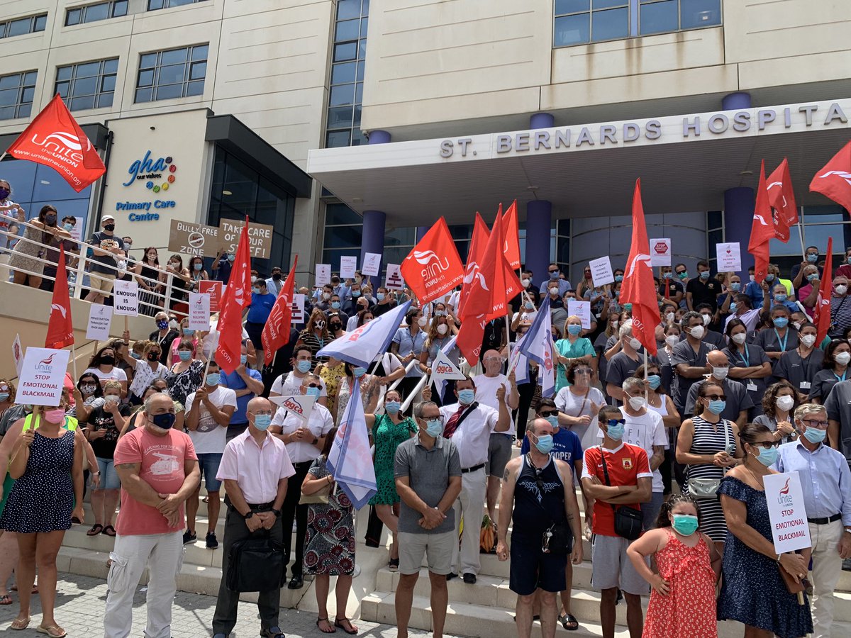 Great turnout and show of #Solidarity  by Health & Care @unitetheunion members who took #StrikeAction today in #Gibraltar @GHAWeb our members deserve #EqualTreatment @gailcartmail @LenMcCluskey @SteveT_Unite @BeckettUnite @only1colenzojt @UniteGibraltar