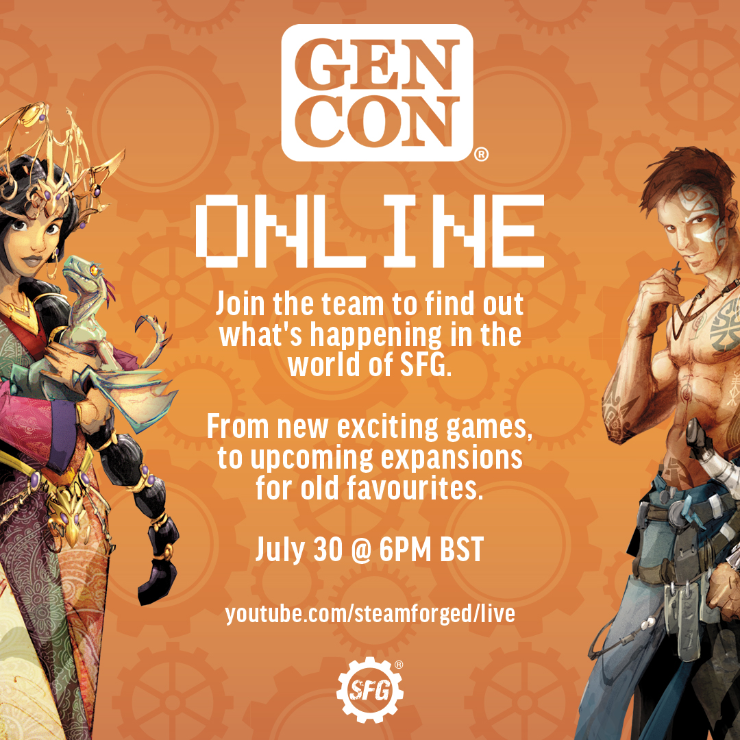 SteamforgedLtd's tweet photo. Join us live tonight at 6PM BST where the SFG team will be discussing upcoming projects, including some tantalising reveals!
#Gencon #GenconOnline #GenconTogether #SFG #SFGlive https://t.co/lm0cT2ntAy