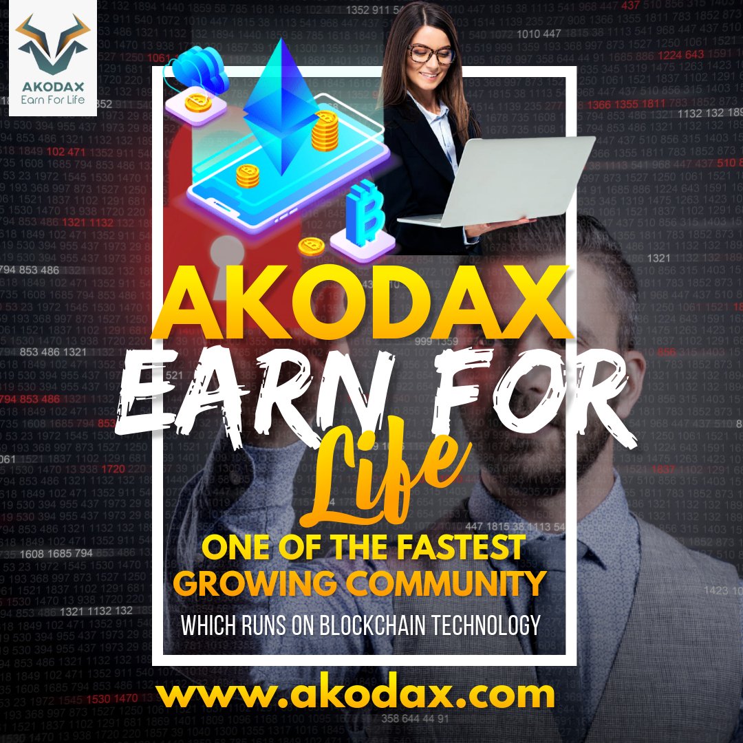 Akodax1's tweet photo. ONE OF THE FASTEST GROWING COMMUNITY WHICH RUNS ON BLOCKCHAIN TECHNOLOGY.

AKODAX - EARN FOR LIFE!

 https://t.co/U6etTt2sKD

#cryptocurrencies #bitcoin #crypto #cryptocurrency #blockchain #ethereum #btc #bitcoins #bitcoinnews #bitcoinmining #cryptotrading #cryptonews #forex #eth https://t.co/ZvEQVR4WAr