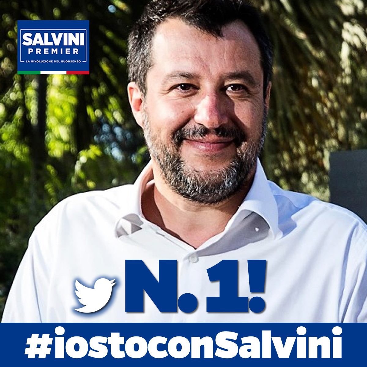 Grazie per chi ha twittato #iostoconSalvini mandandolo in cima alle tendenze, grazie a milioni di Italiani per l’affetto, il sostegno e la fiducia ❤️